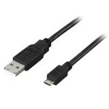 DELTACO USB 2.0 Type A til Micro-B USB, 5-pin, 1m, svart