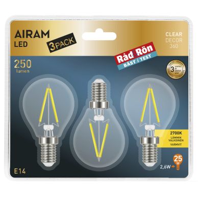 Bilde av Airam Airam Led Filament 2,6w E14 3-pakk 4711777
