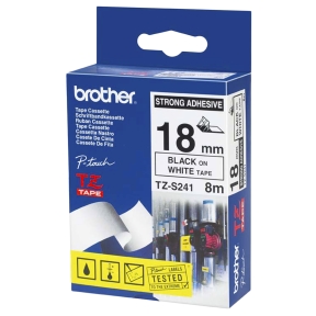 Tape Brother TZES241 18 mm, svart på hvit