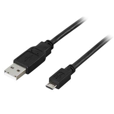 DELTACO alt DELTACO USB 2.0 type A til Micro-B USB, 5-pin, 2m, svart