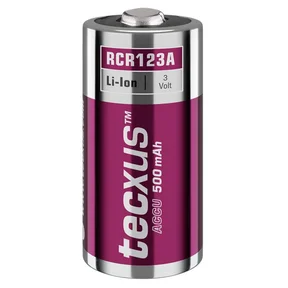 Tecxus-batteri RCR123 oppladbart