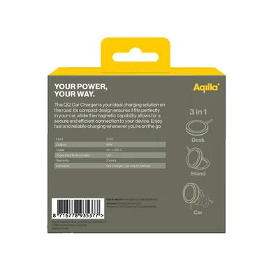 Aqiila Chargebird QC1 Qi2 Trådløs Lader med bilfeste 15W