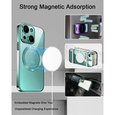 Turtos alt Mobildeksel MagSafe Transparent iPhone 15 Plus, Green